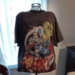 Marvel Avengers Short Sleeve Graphic Tee - Black with Multicolor Characters